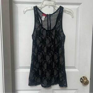 Mint Black and White Lace Tank Top